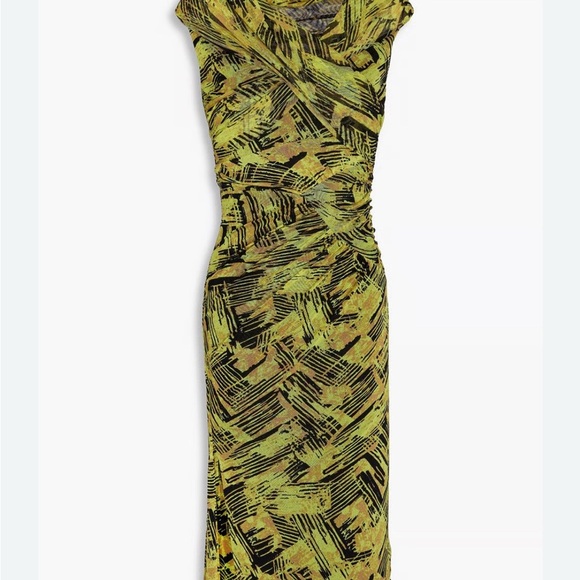 Diane Von Furstenberg Livonia bamboo Chartreuse dress S - Picture 2 of 9